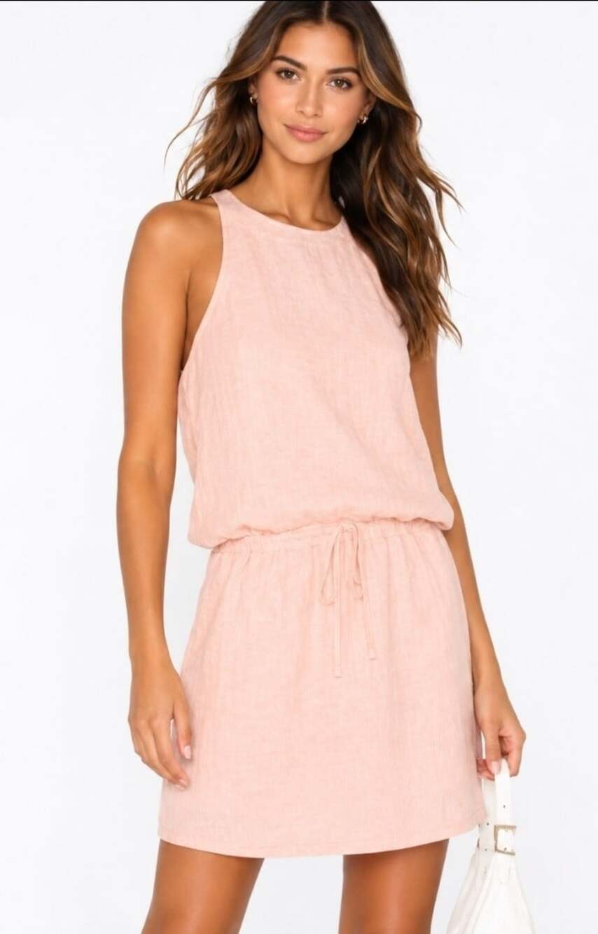 Joie Diega Linen Halter Mini Dress Womens XS Persimmon NWT Summer Boho T90 New